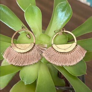 Elegant Gold and Cream Fringe Earrings